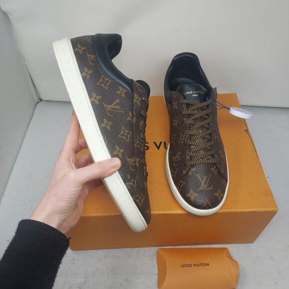 Louis Vuitton MENS Low Top Luxembourg LV Monogram Brown Sneaker - Picture 1 of 10